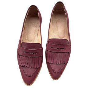 Lika Mimika Platform Marroon Burgundy Lether Loafers Womens Size 38 Eur
